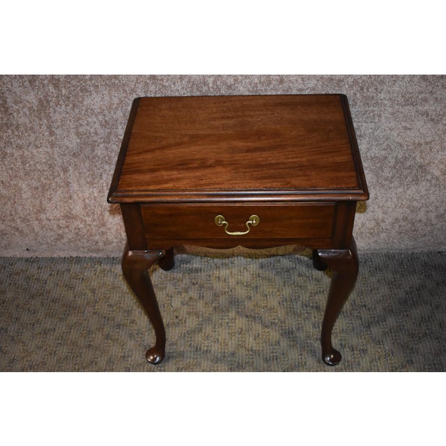 1970s Queen Anne HenkelHarris Style Cherry Table with Drawer Chairish
