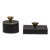Set of 2 Boxes in Black Shagreen With Bronze Patina Brass Knob by Kifu Paris For Sale