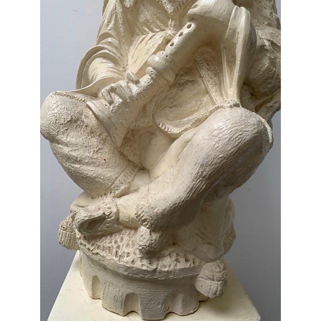 Vintage Chinoiserie Statue Musician on Pedestal For Sale - Image 10 of 11
