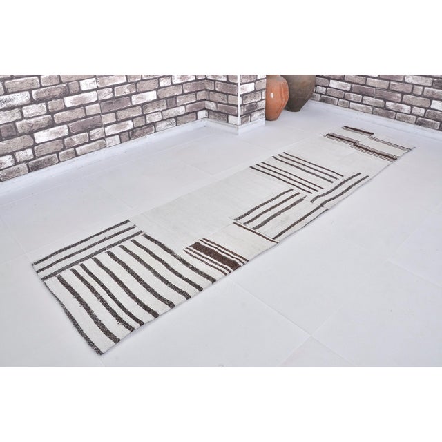 Textile 1950s Bohemian Anatolian Stripe Kilim Runner For Sale - Image 7 of 10