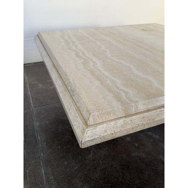 Vintage Italian 1980's Solid Travertine Coffee Table For Sale In Los Angeles - Image 6 of 11