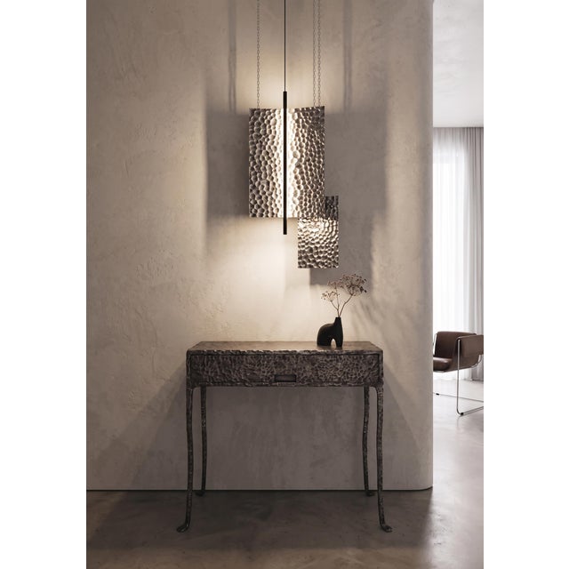 Hand-Forged Patinated Steel Console Table Medium For Sale - Image 4 of 4