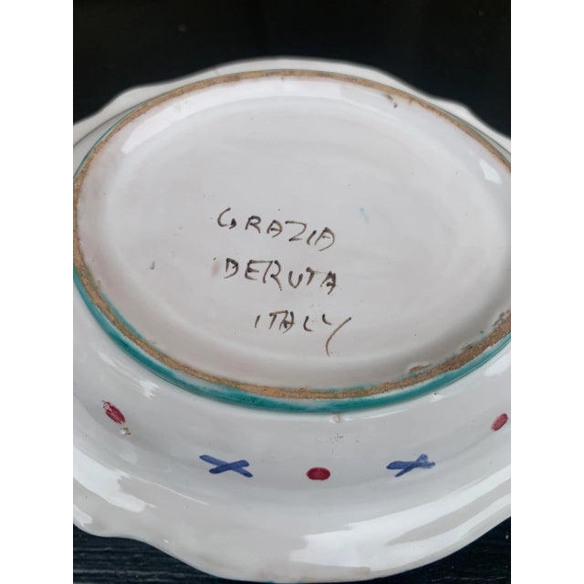 Vintage Grazia Deruta Hand-Painted Faience Lute Player Catchall For Sale - Image 11 of 11