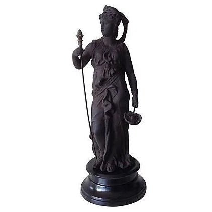 Vintage C.1875-C.1910's Cast Patented Metal Statue of "Athena"- With Removable Staff For Sale