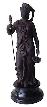 Vintage C.1875-C.1910's Cast Patented Metal Statue of "Athena"- With Removable Staff