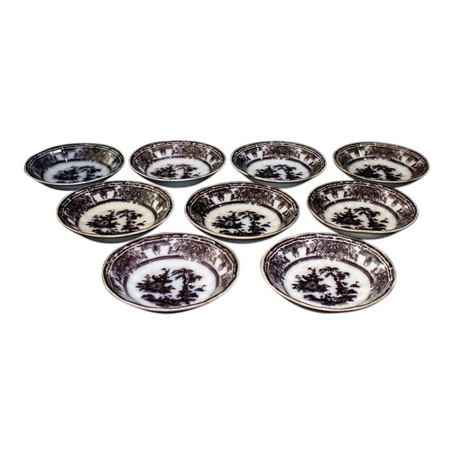9 Podmore & Walker Dessert/Sauce Bowls - Corean Flow Black/Mulberry For Sale