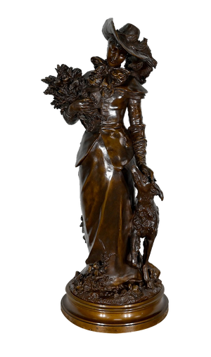 A. Gaudez, L’élégante et son chien, 19th Century, Bronze