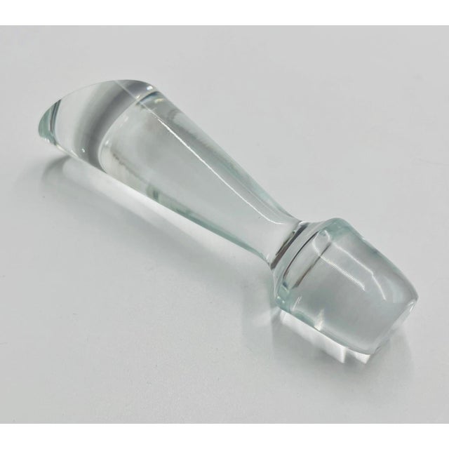 Modernist Clear Crystal Decanter W/ Sculptural Stopper, Minimalist Barware For Sale - Image 12 of 12