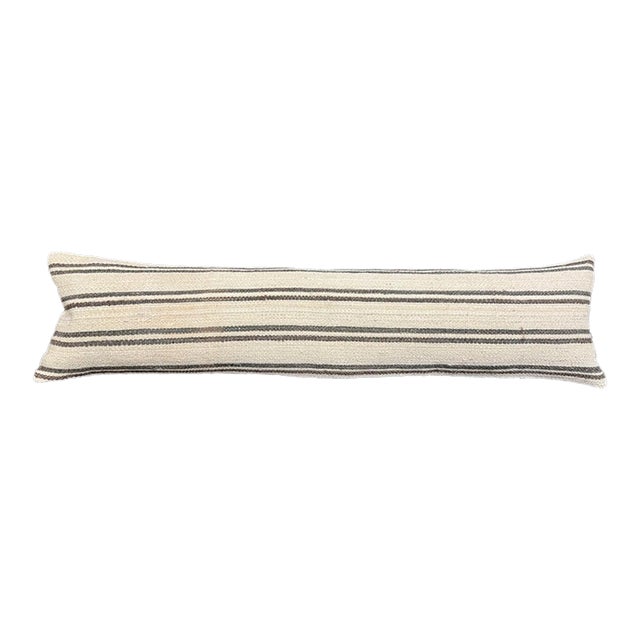 Turkish Hemp Pillow Cushion Natural Beige Brown Cushion Cover 12"x46" For Sale