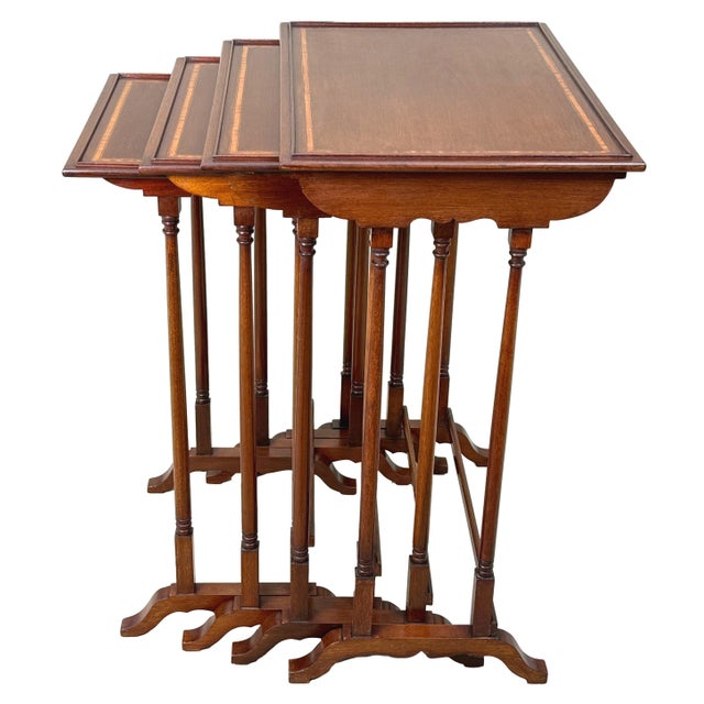 Antique Mahogany Quartetto Nesting Tables, 1880, Set of 4 For Sale - Image 4 of 15
