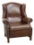 Large English Dark Brown Smooth Cow Leather Chesterfield Wing Chair For Sale