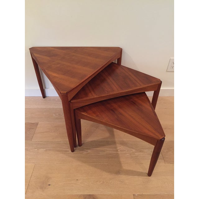 Mid Century Swedish Modern Dux Teak Triangle Nesting Tables Set Of 3 Chairish