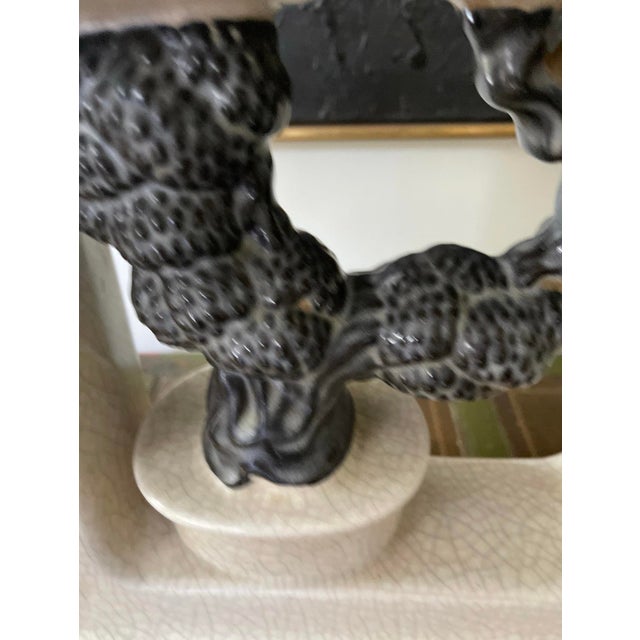 Mid 20th Century MCM Crackle Glaze Asian Bonsai Ceramic Lamp For Sale - Image 9 of 10