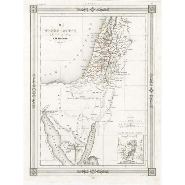 Map of Holy Land Jerusalem and Sinai from A.H. Dufour, Paris, France, 1846 For Sale - Image 9 of 9