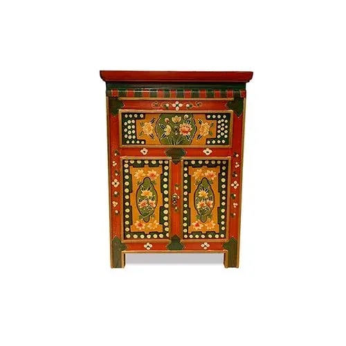 Asian Style Tibetan Hand Painted Motif Nightstand For Sale In New York - Image 6 of 6