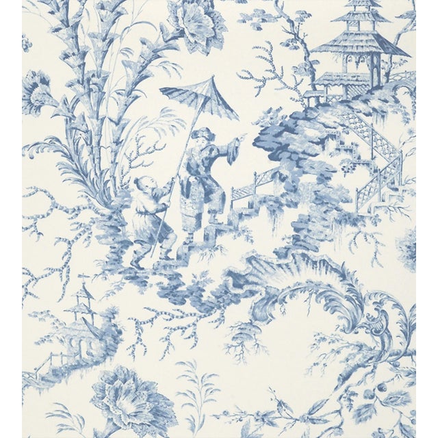 Contemporary The House of Scalamandré Pillement Toile Wallcovering, China Blue For Sale - Image 3 of 3