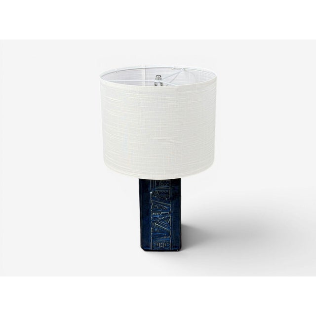 Mid-Century Modern Désirée Stentøj, Blue Glazed Stoneware, Large Table Lamp, Denmark, 1970s For Sale - Image 3 of 12