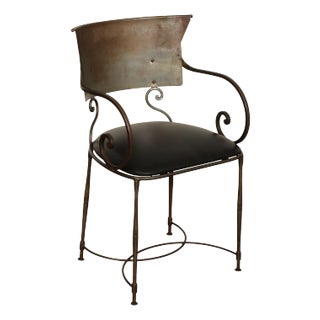 Mid Century Modern Wrought Iron Klismos Armchair For Sale