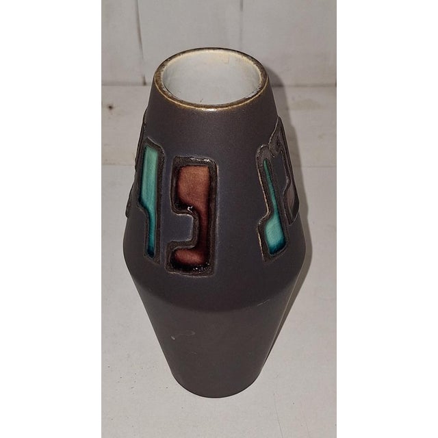Mid-Century Modern Vintage Ceramic Black Vase Model Number 239 20, 1950s For Sale - Image 3 of 5