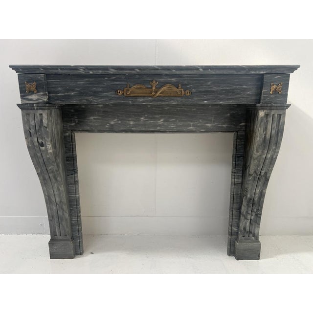 Napoleon III Fireplace in Blue Turquin Marble, 1800s For Sale - Image 6 of 18