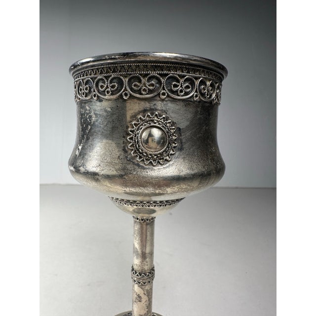 Vintage Israeli Sterling Silver Bezalel-Style Filigree Kiddush Cup by Zadok. For Sale - Image 12 of 12