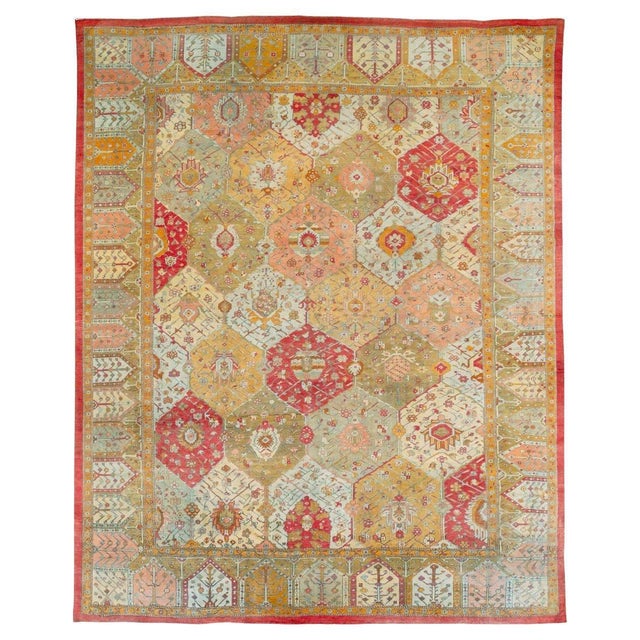 Late 19th Century Antique Zabihi Collection Turkish Oushak Rug - 8'2" x 9'10" For Sale - Image 4 of 10