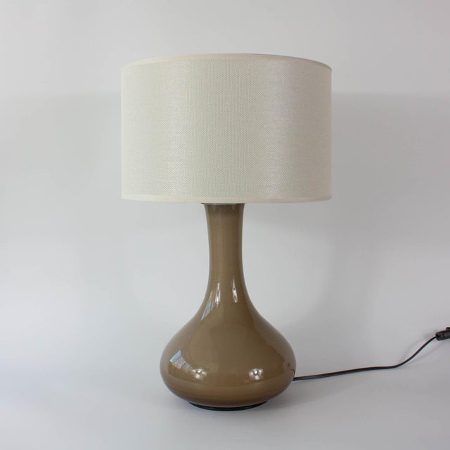 Vintage Portuguese Grey Opaline Glass Table Lamp, 1960s For Sale - Image 4 of 13