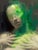 Seed by Josh Sorrell | Oil on Panel Abstract figure with green hues and blurred features. For Sale - Image 4 of 5