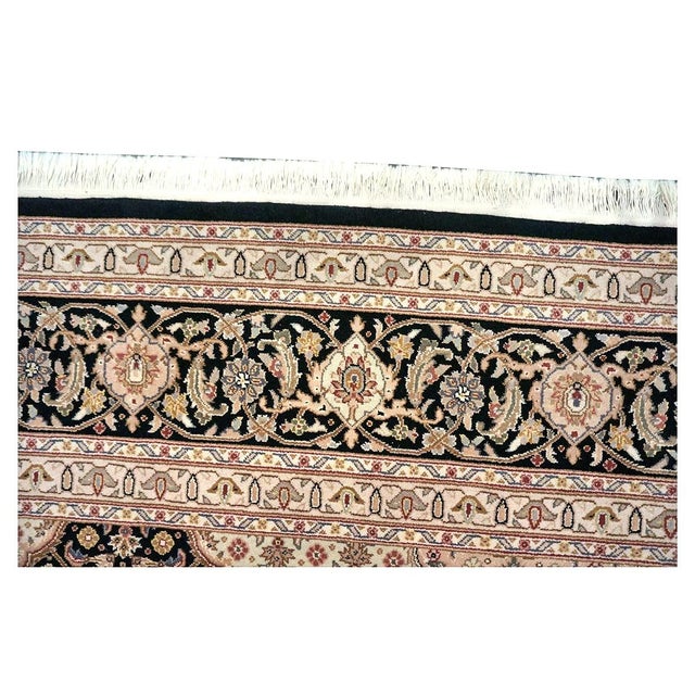 Textile Vintage Sino-Persian Tabriz Mahi Wool 9x12 Black & Ivory Handmade Area Rug #1144253 For Sale - Image 7 of 10