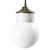 Metal Vintage Industrial Porcelain, Brass, and Opaline Glass Pendant Light For Sale - Image 7 of 7