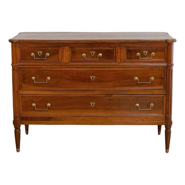 Louis XVI–Style Walnut Chest of Drawers, France, Early 19th Century For Sale