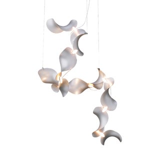 Dune 10 Spiral Chandelier with Silver Anodized Shades by Daniel Becker For Sale