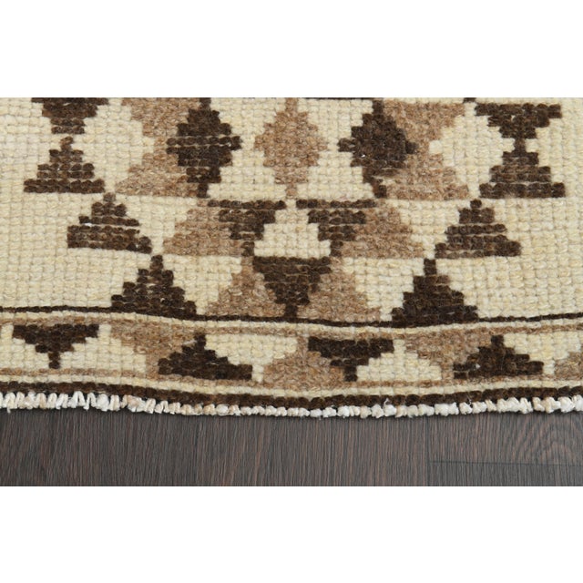 Textile 1970s Vintage Turkish Handmade Wool & Cotton Beige Runner Rug For Sale - Image 7 of 11