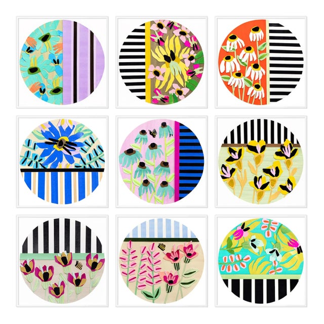 Not Yet Made - Made To Order Happy Circles, by Melvin G. in White Frame, Small Art Print - Set of 9 For Sale - Image 5 of 5