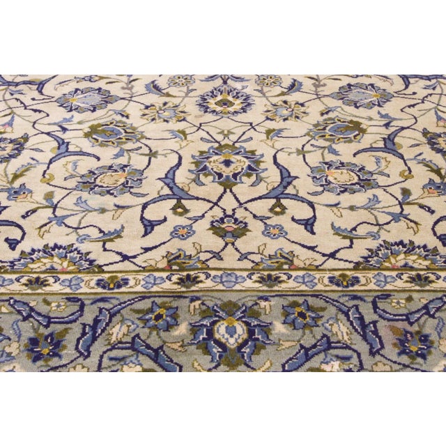 Mid 20th Century Vintage Ivory Persian Yazd Rug - 06'06 X 10'06 For Sale - Image 5 of 6