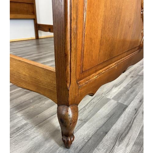 Vintage French Louis Style Oak Double Bed Frame with Carved Headboard For Sale - Image 12 of 16