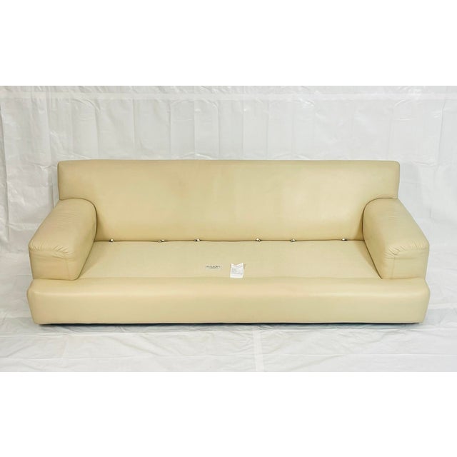 Vintage A. Rudin for Steve Chase Cream Leather Sofa For Sale - Image 13 of 18