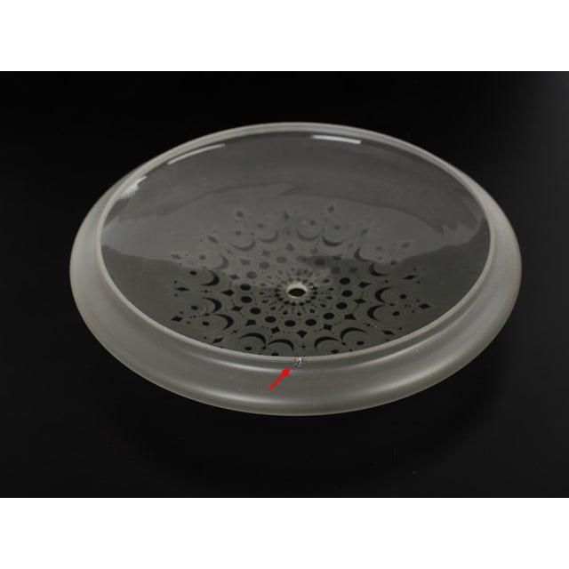 Metal 1960s Brass & Frosted Glass Flush Mount Fixture For Sale - Image 7 of 7