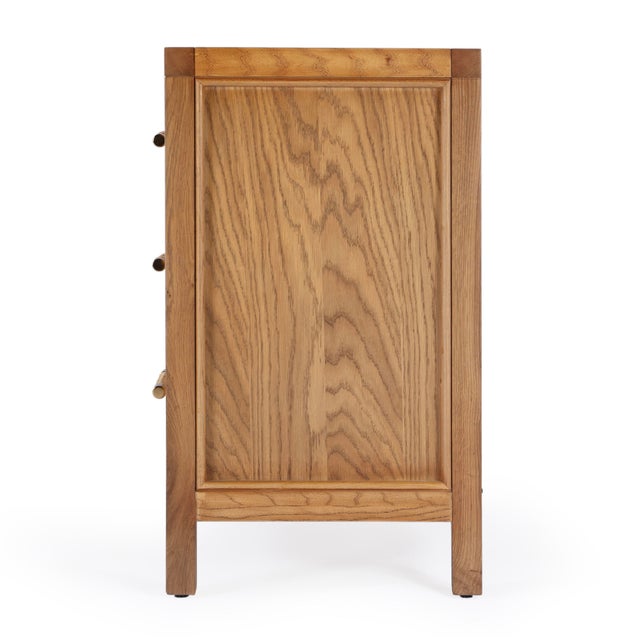 Wood Mesa 25 in. W Rectangular Cane and Solid Wood 3 Drawer Nightstand, Natural & Cane For Sale - Image 7 of 11