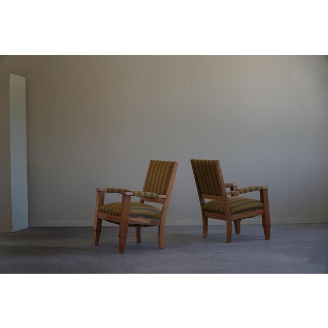 Set of Danish Art Deco Armchairs in Oak and Fabric, 1940s For Sale - Image 11 of 18