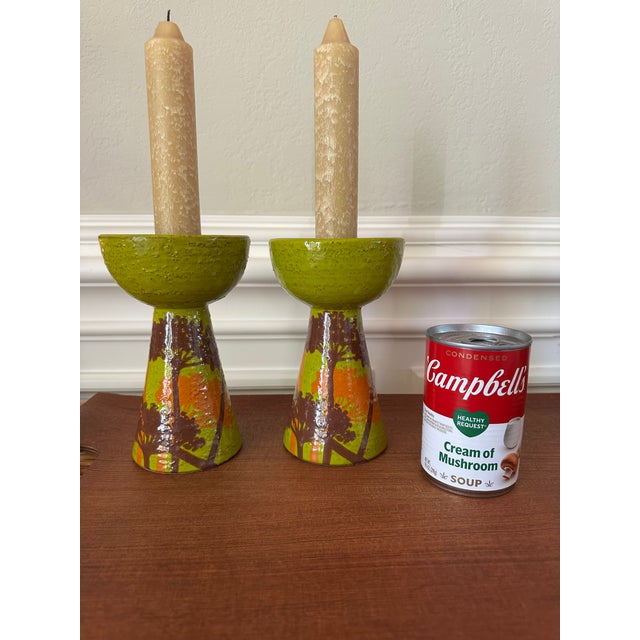 Vintage Rosenthal Netter Aldo Londi for Bitossi Art Pottery Candleholders, Made in Italy - A Pair For Sale - Image 14 of 18
