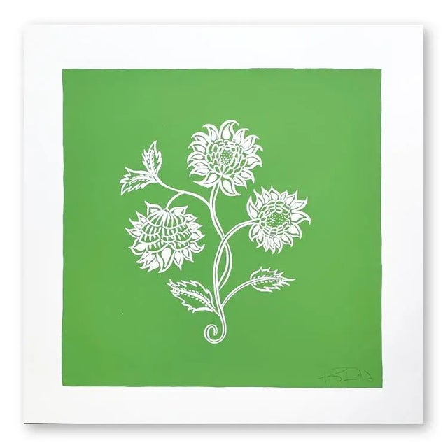 Bengal Botanicals in White on Green Set of 4 For Sale In Nashville - Image 6 of 6