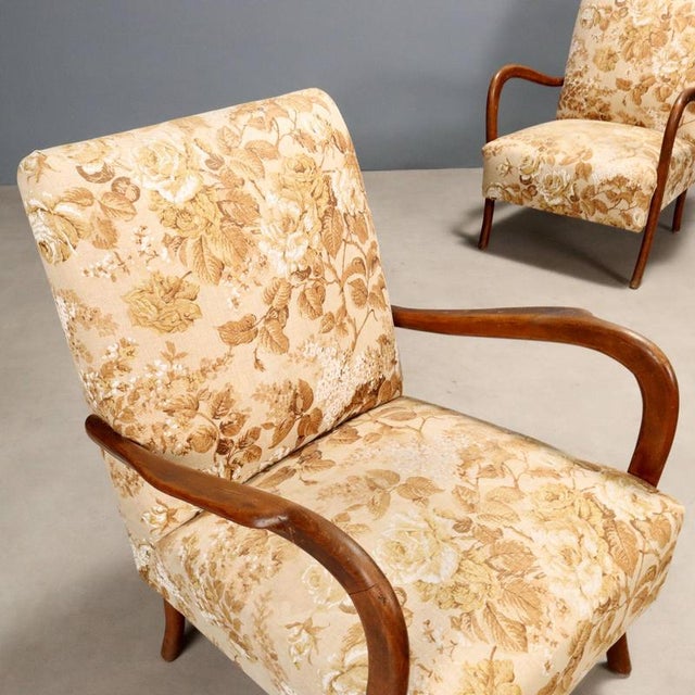 Vintage Armchairs in Beech and Fabric Upholstery, 1960s, Set of 2 For Sale - Image 3 of 9