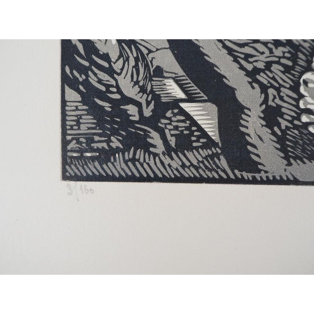 Charles picart le doux tormented trees, 1925 original engraved wood signed in the plate numbered / 160 copies on 32.5 x...