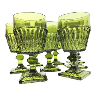 Mid-Century Scandinavian Green Goblets- Set of Eight For Sale