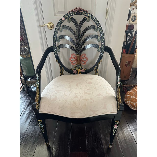 Vintage Hepplewhite Oval Plume Arm Chair For Sale - Image 9 of 12