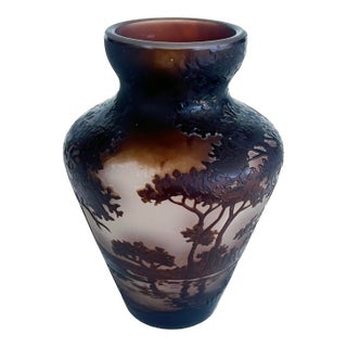 1920s Andre Delatte Nancy Acid-Etched Cameo Glass Vase, France For Sale