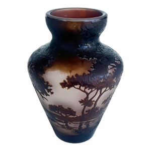 1920s Andre Delatte Nancy Acid-Etched Cameo Glass Vase, France