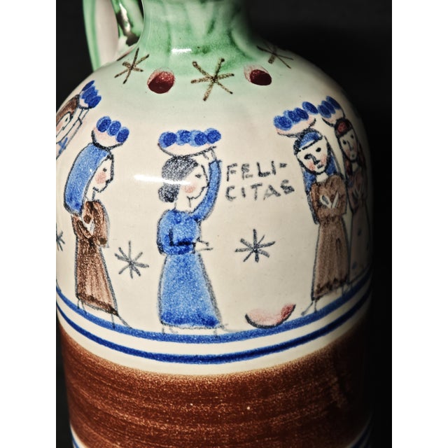 V. Pinto Vietri Vietri Ceramic Bottle Naive Copper Green Vietri 1960s For Sale - Image 12 of 14