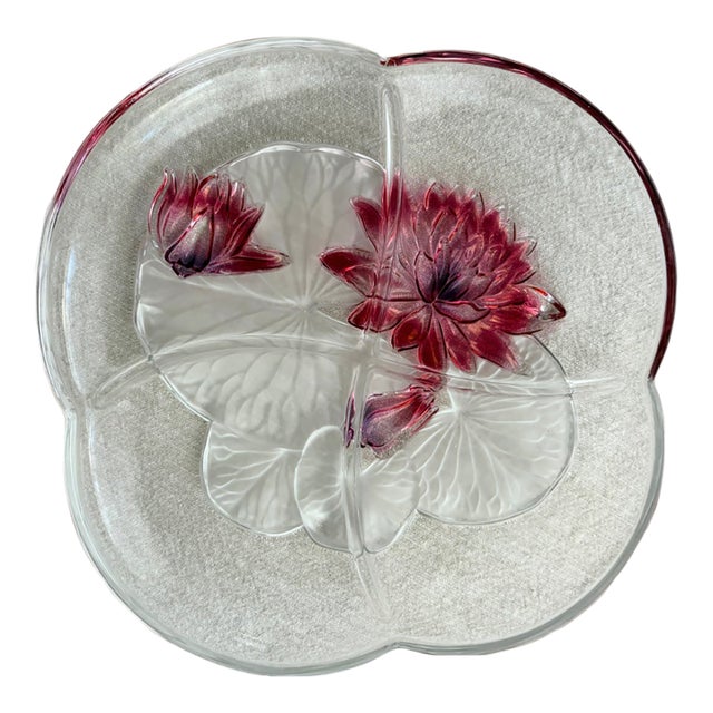 Vintage Mikasa Red Frosted Lily Divided Serving Dish - Retired Design For Sale